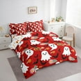 thumbnail image 3 of Feelyou Red Gothic Haloween Twin Bedding Sets 7-Piece, Kawaii Cartoon Ghost Pumpkin Bedding Comforter Set, Groovy Daisy Flower Reversible Sheet Sets, Breathable Home Decor, 3 of 7