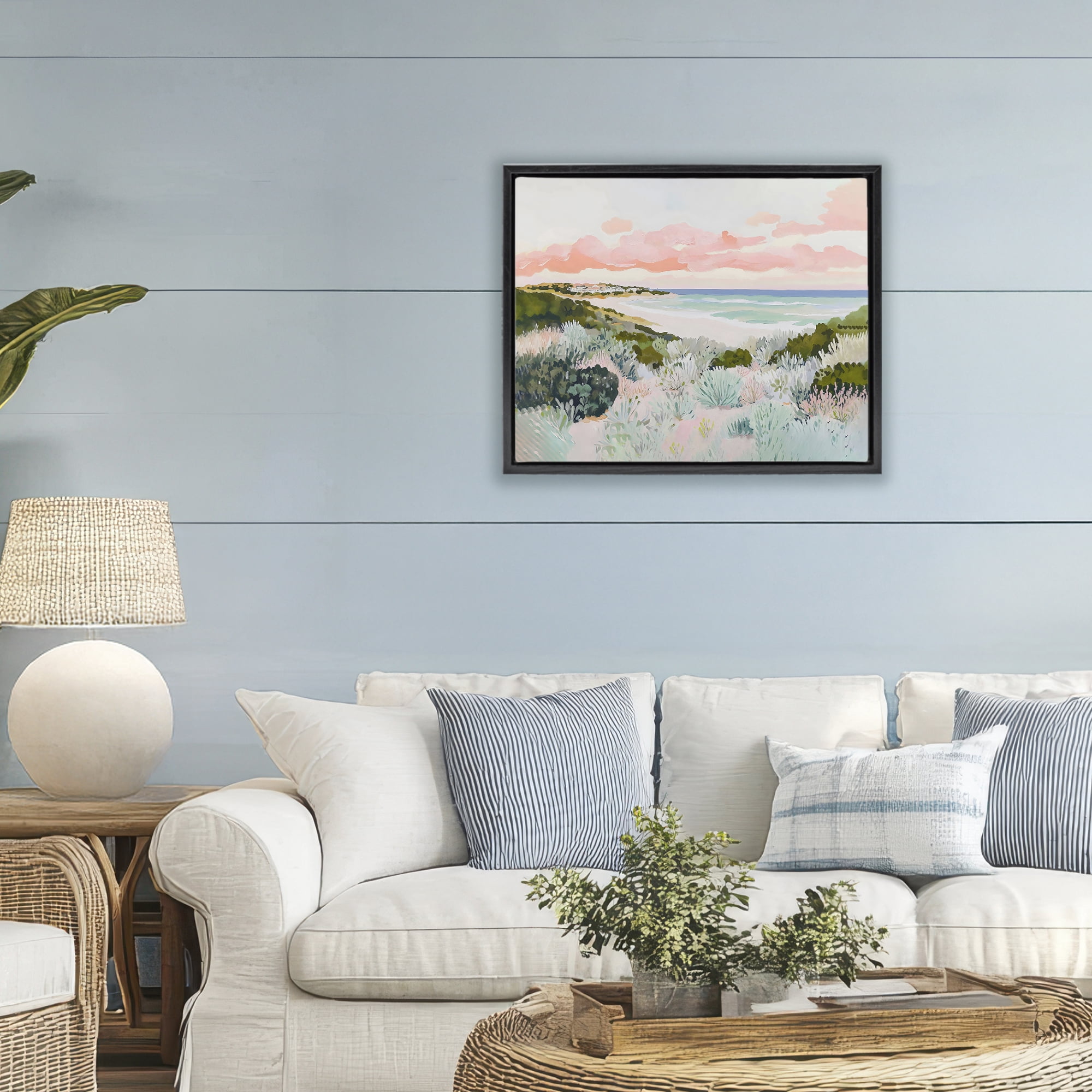 Stupell Industries Beach Grasses & Pastel Skies Black Framed Floater Canvas Wall Art, design by The Prints Vibe