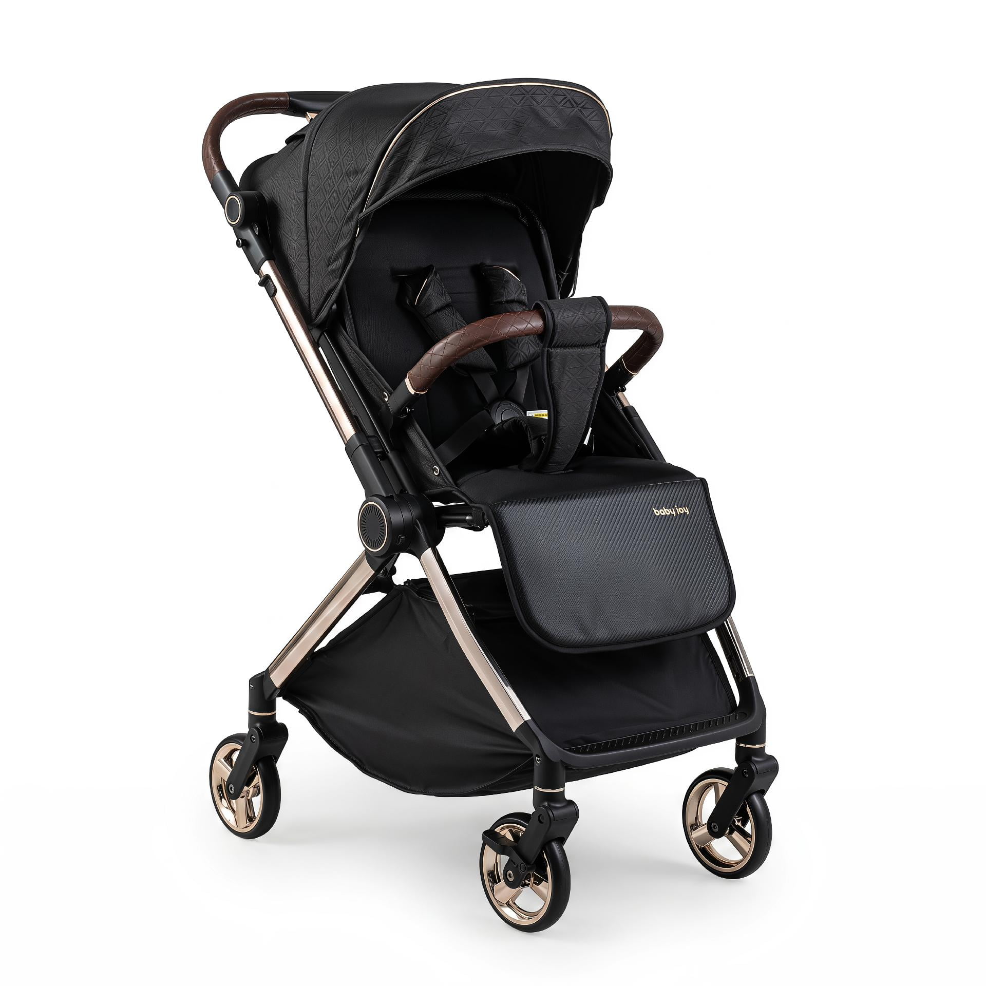 Infans Foldable Baby Stroller w/Reversible Handle Adjustable Backrest Canopy Cup Holder