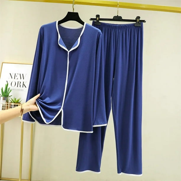 Conjunto de pijama fino holgado de talla grande para mujer, Top informal adelgazante versátil de estilo coreano, Modal de manga larga para primavera y otoño