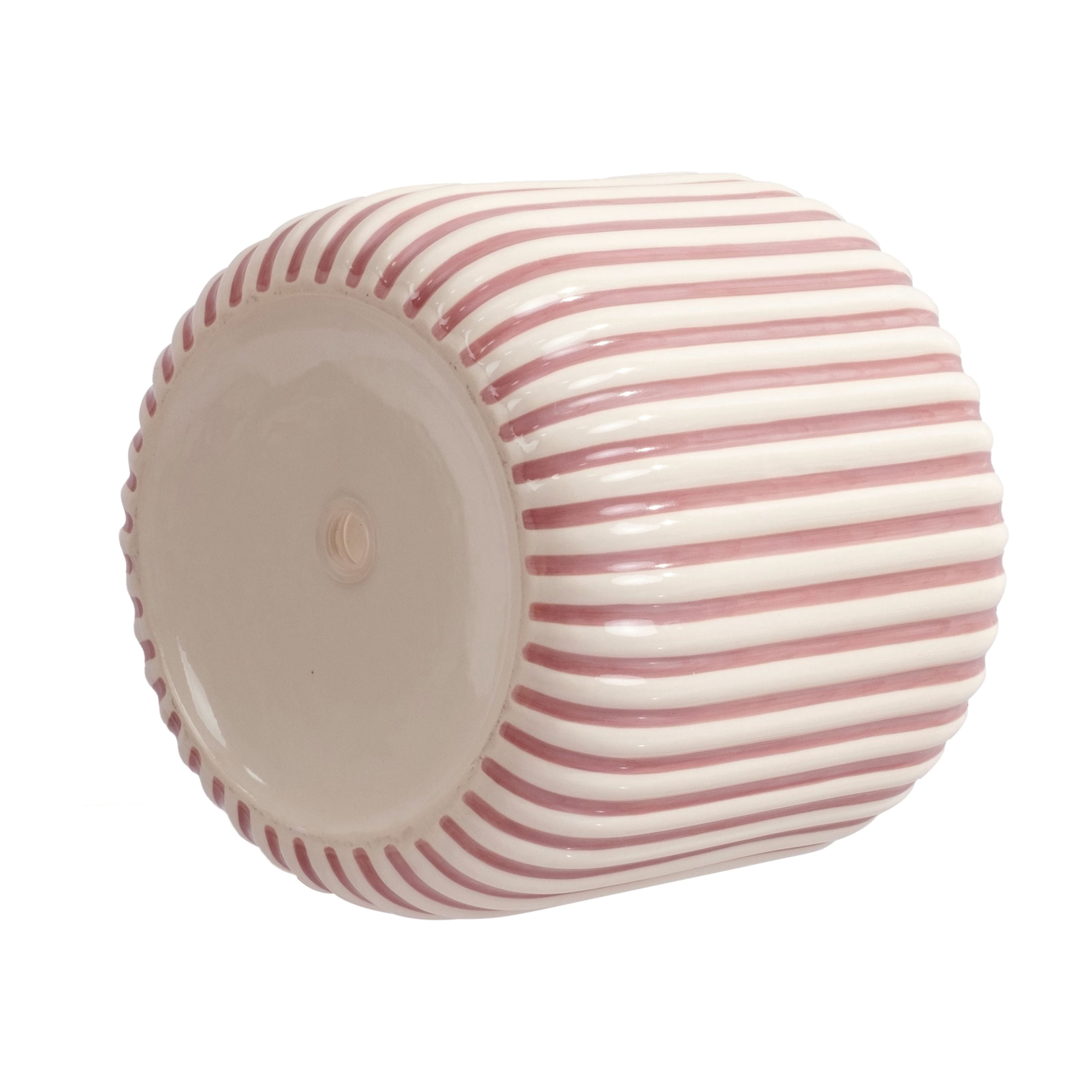 Beautiful 8" Rose Pink Stripe Ceramic Planter by Drew Barrymore