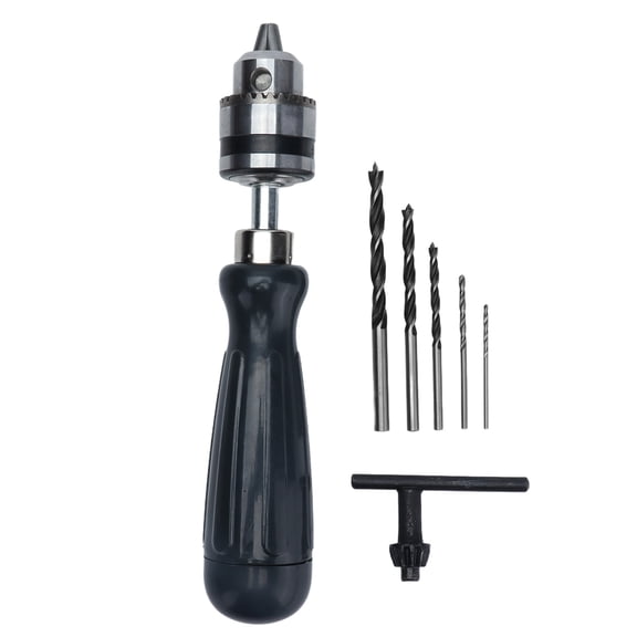 Manual Hand Drill Set With 5 Bits, 0.6,6mm Chuck For Wood, Resin  Crafting