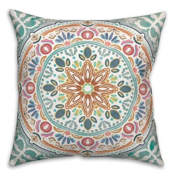 Creative Products Colorful Blue Orange Medallion 20x20 Indoor / Outdoor Pillow
