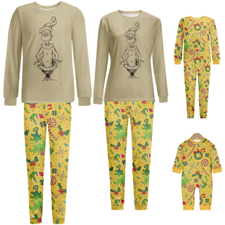 

Matching Family Christmas Pajamas Set Cartoon Monster Print Baby-Kids-Adult-Pet Size 2-Piece Top and Pants Bodysuits Xmas Pjs Set