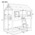 thumbnail image 2 of Gray Twin Over Twin Wood Bunk Bed with Roof, Window, Guardrail, Ladder, 2 of 8