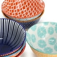 thumbnail image 4 of Elama Roxey 6 Piece Assorted Design 20oz Porcelain Footed Bowl Set in Multicolor, 4 of 8