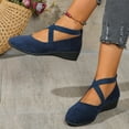 thumbnail image 6 of Hopeusnice Wedges Shoes for Women Pumps Shoes Breathable Soft Flock Materials Summer And Fall Shoes Wedge Mid-Heel Non-Slip Women's Wedges Shoes Trendy Comfortable Walking Shoes Blue 41, 6 of 8
