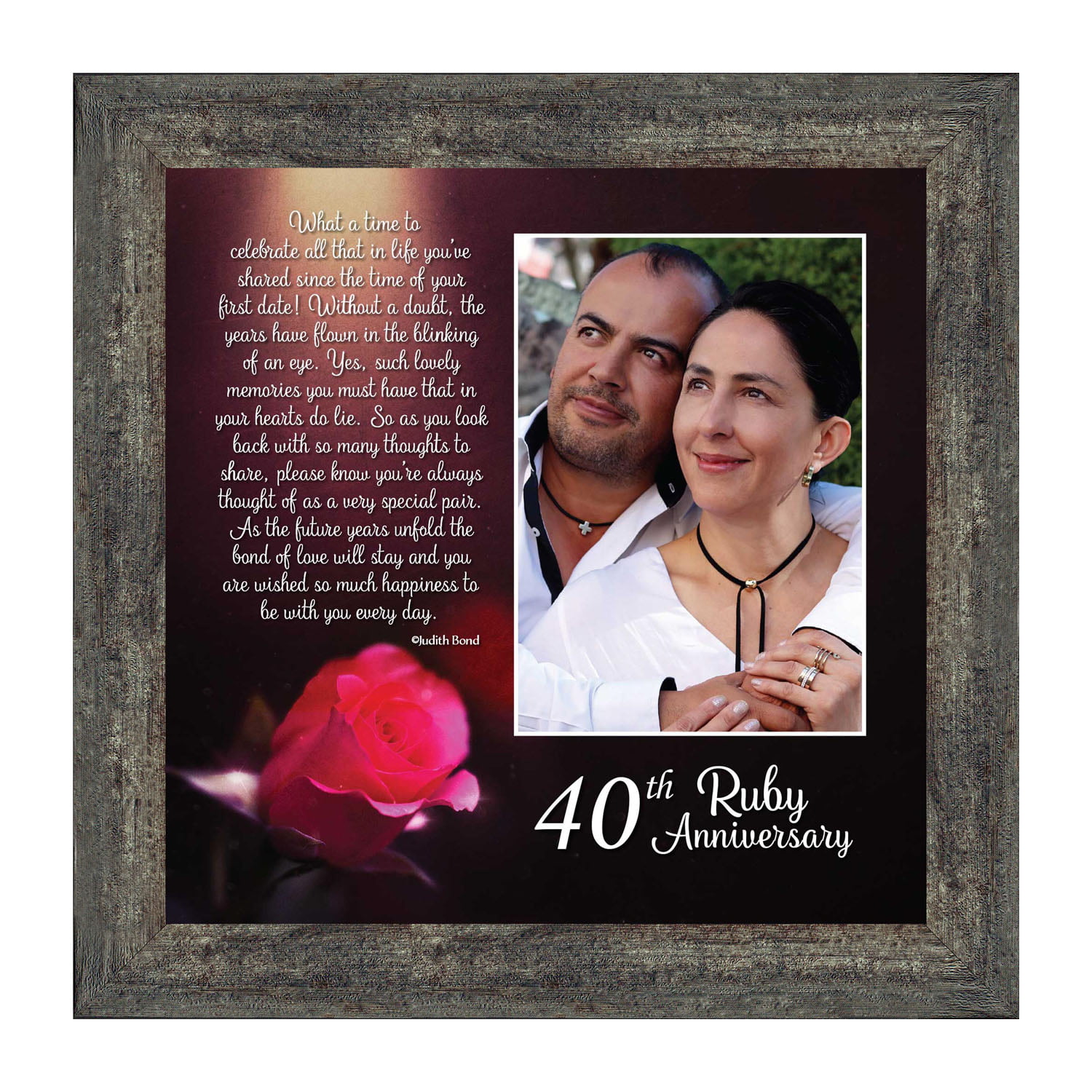 40th Birthday Ruby Wedding Anniversary Personalised Guest Book Signing Signature Autograph Photo Frame to Sign Gift Present Black Finish Frame