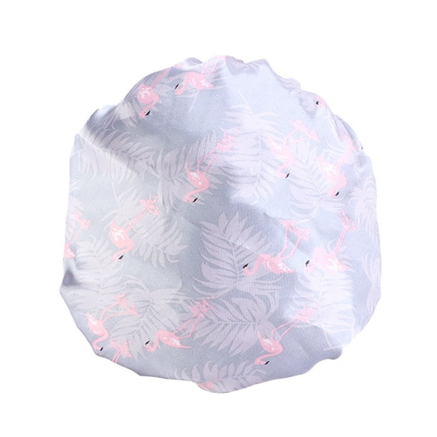 Minnieouse Gorro de dormir para mujer, gorro de satén elástico de banda ancha para cubrir la cabeza, calentador del cuero cabelludo, Sombreros Gris flamenco M(56-58cm)
