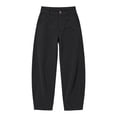 thumbnail image 5 of Oksale Corduroy Pants for Women Petite Trendy High Waisted Button Barrel Pants Loose Comfortable Khaki Pants with Pockets Fashion Outfits Black M, 5 of 8