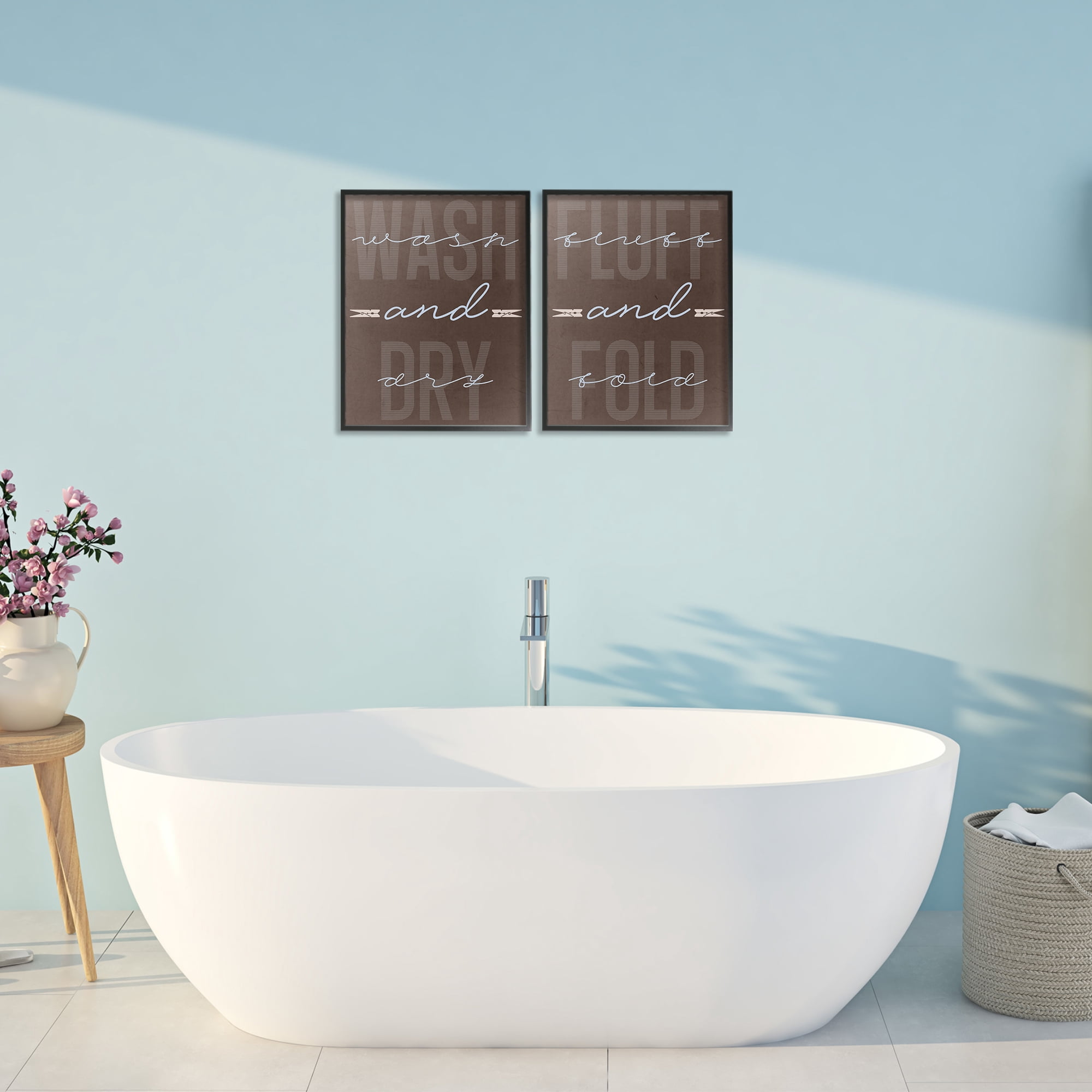 Laundry Words in Brown 2 Piece Black Framed Giclee Art Set, design by Marcus Prime