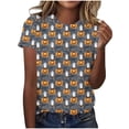 thumbnail image 6 of Women's Halloween Graphic T Shirts Cute Ghost and Pumpkin Pattern Print Short Sleeve Crewneck Casual Fall Tops Lightweight Comfortable Holiday Tees, 6 of 8
