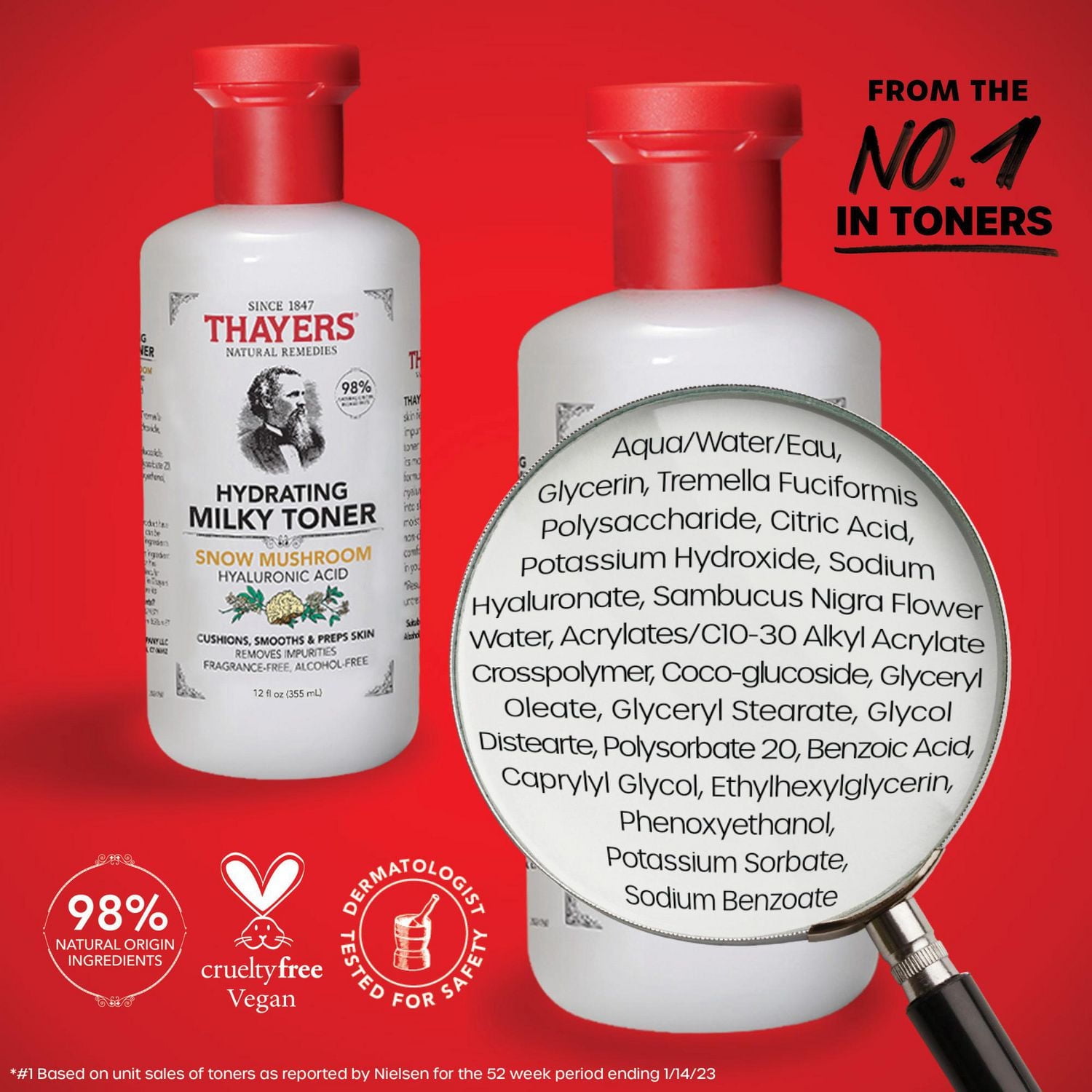 Thayers Hydrating Milky Toner Skin Care with Snow Mushroom and Hyaluronic Acid, Natural Facial Toner, 355 ml