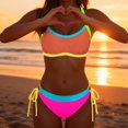 thumbnail image 7 of RQYYD Womens Bikini Sets Color Block Swimsuits Supportive Wide Strap Two Piece Bathing Suit, 7 of 7