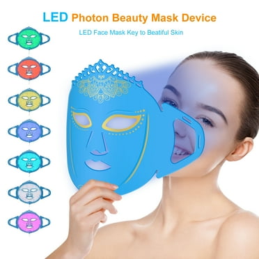 ZJKC Rechargeable LED Light Therapy Face Mask, 7 Color Red & Blue Light for Skin Rejuvenation and Anti-Aging Treatment at Home
