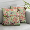 thumbnail image 3 of BANET  Nature Throw Pillow Cover Set of 2, Butterflies Flowers Shamrocks Vibrant Botanical Inspirational Print, Decorative Square Covers for Couch Bed &amp; Sofa, Lime Green Pale Pink 20x20in, 3 of 7