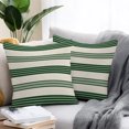 thumbnail image 2 of Throw Pillow Covers 18x18 Inch Set of 2, Dark Green Striped Waterproof Outdoor Pillow Covers, Traditional Geometric Lines Art Beige Decorative Cushion Pillowcases for Couch, Sofa, Bed, Garden, Patio, 2 of 9