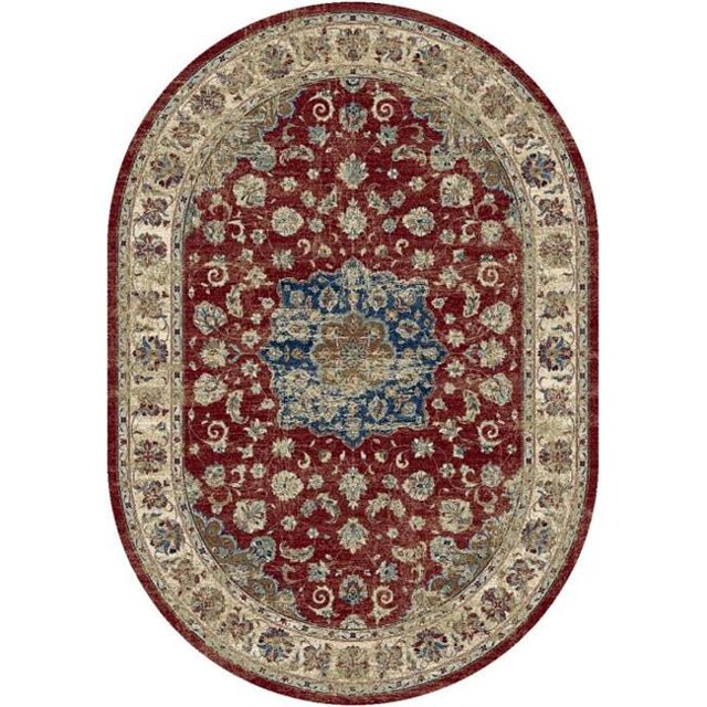 Dynamic Rugs ANOV71057559146 6 ft. 7 in. x 9 ft. 6 in. Ancient garden 57559 Oval Traditional Area Rug - 1464 Red & Ivory