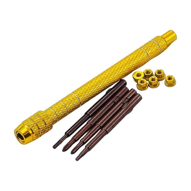 Destornillador para coche RC, accesorios y herramientas, fácil de instalar, repuesto, juego de herramientas RC de aleación de aluminio para 1/30 SCX30 Oro