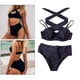 thumbnail image 5 of Conjunto de Bikini de 2 piezas para mujer, bañador con correa ajustable, Halter, triángulo de corte alto, con tiras, de , de S, 5 of 8