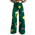 thumbnail image 2 of Luowei Wide Leg Pants Woman High Waist Floral Patterned Pants Lightweight Loose Fit Casual Colorful Trouser Imitation Jeans, Green, M, 2 of 4