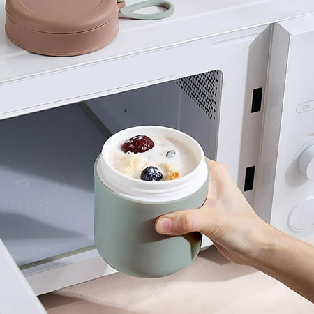 Insulated Soup Cup Microwave Soup Mugs with Lids Microwave Safe Mug for Ramen Noodles Soup Beverages Soup Cup With Foldable Spork Sealed Water Cup Personalized Soup Pot Cup With Handle Gift