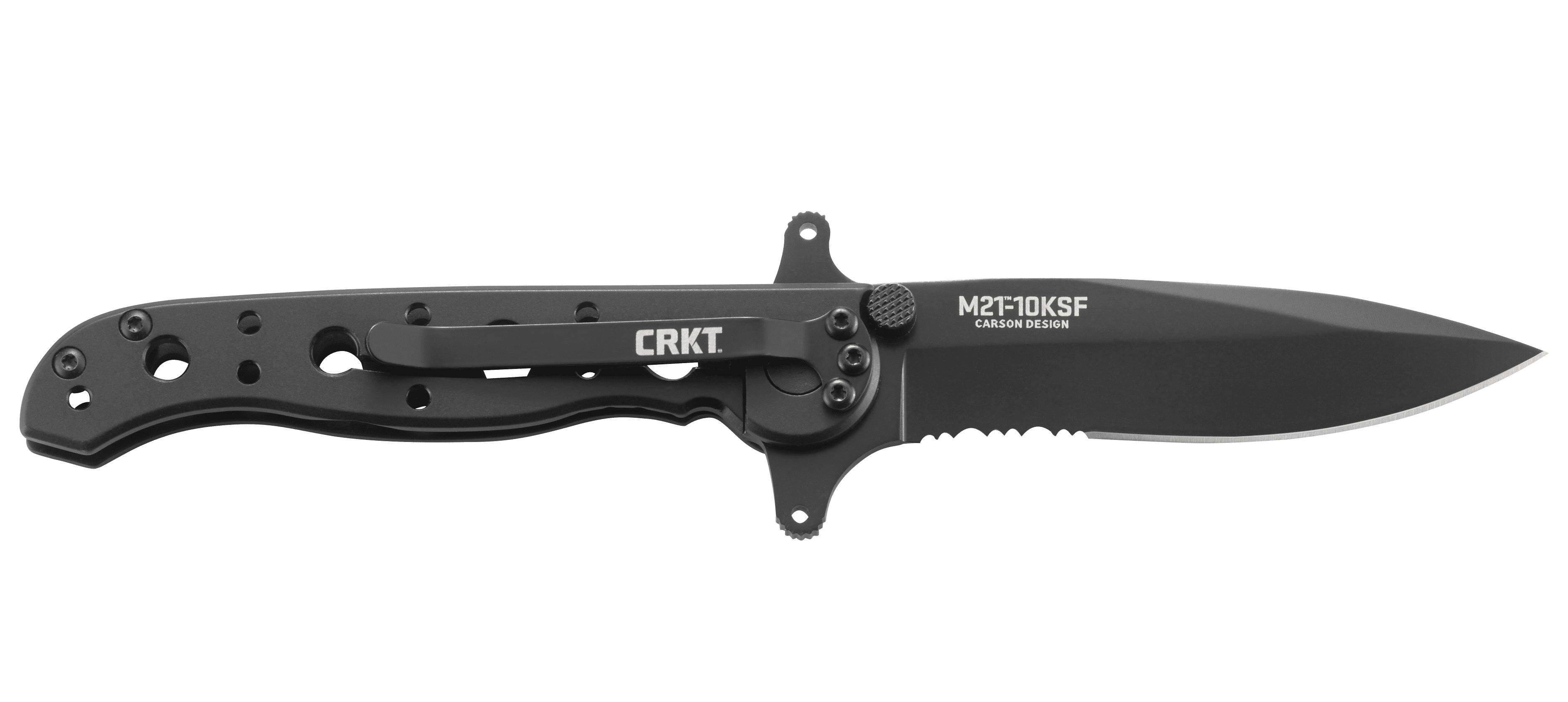 CRKT M21-10KSF Folding Knife with Frame Lock: Stainless Steel Triple Point Serrations Blade, Stainless Steel Handle, Reversible Pocket Clip, M21-10KSF