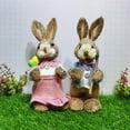 thumbnail image 6 of Cute Garden Ornaments Standing Rabbits Bunny Decorations Party Supplies Easter Decorations Exquisite Hand Gifts Prizes Birthday Gifts Straw Rabbit TYPE C, 6 of 7
