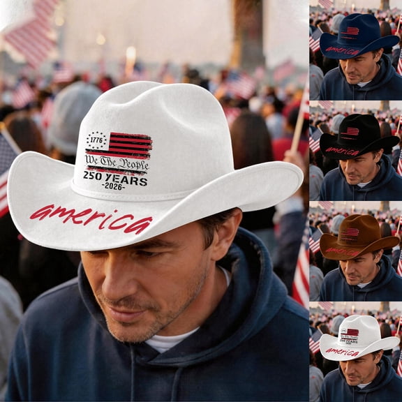 Evdexr 250Th Anniversary Usa Hat Novelty Retro Patriotic Cowboy Hats 1776 - 2026 Unisex 4Th of J uly Vintage Western Caps Brown