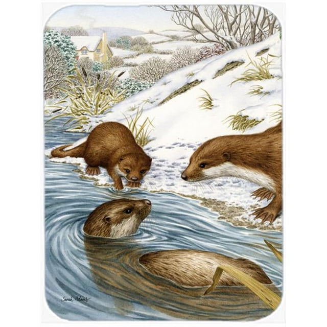 Carolines Treasures ASA2049LCB Otter At Play Glass Cutting Board- Large