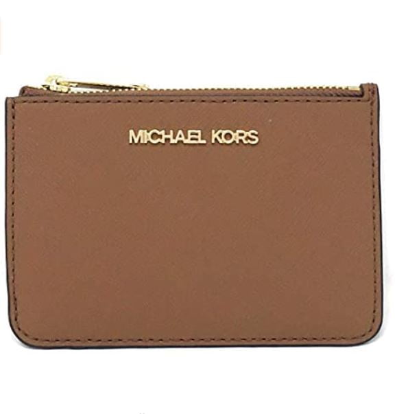 Michael Kors Jet Set Travel Small Top Zip Coin Pouch with ID Holder  Saffiano Leather (Luggage) 35F7GTVU1L-230 