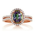 thumbnail image 2 of Gem Stone King 18K Rose Gold Plated Silver Green Mystic Topaz Ring for Women (2.33 Cttw, Oval 8X6MM, Gemstone Birthstone, Available in Size 5, 6, 7, 8, 9), 2 of 4
