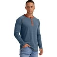 thumbnail image 4 of JWD Mens Henley Long Sleeve T-Shirt Cotton Casual Shirt US VG Blue M, 4 of 6