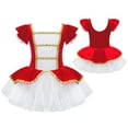 thumbnail image 3 of Aislor Girls Ruffles Sleeve Tutu Xmas Dance Dress Miss Santa Cosplay Gown Red 4, 3 of 7