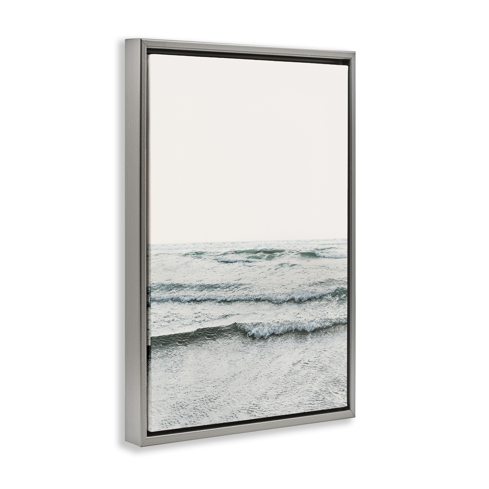 Stupell Industries Rippling Ocean Tide Nautical & Beach Photography Gray Floater Framed Canvas Art Print Wall Art, 17 x 25