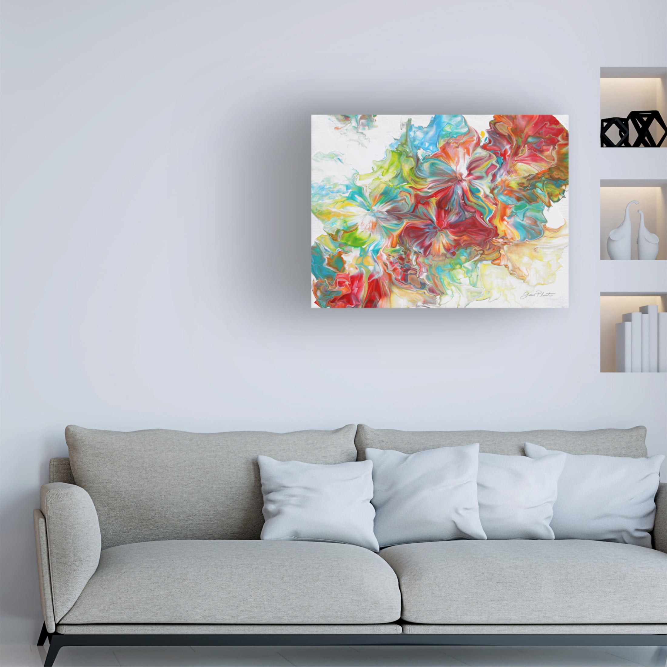 Canvas Wall Art - Jean Plout 'Abstract Pouring U' Wall Art for Living Room, Bedroom, or Office Décor by Trademark Fine Art - 19 x 14 Inches