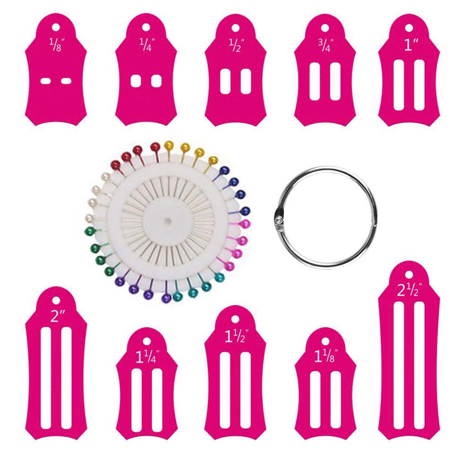 Sewing Pins Bias Tape Maker Set Sewing Clips and Multi-Sizes Folding Fabric and Biasing Strips Roll Tool Set Optional