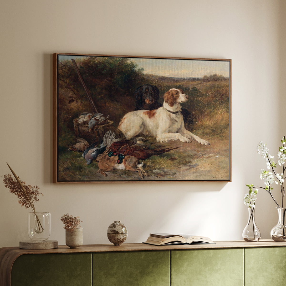 Vintage Animal Print-XIV By Wexford Home Framed in Walnut Wood Gallery Wrapped Canvas 17 in. x 25 in.
