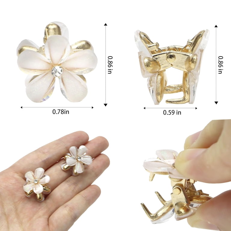 Gold Floral Hair Pin Collection 10pcs 10Pcs Gold Flower Beaded Hair Pins Clips Headpiece Set  main image 4