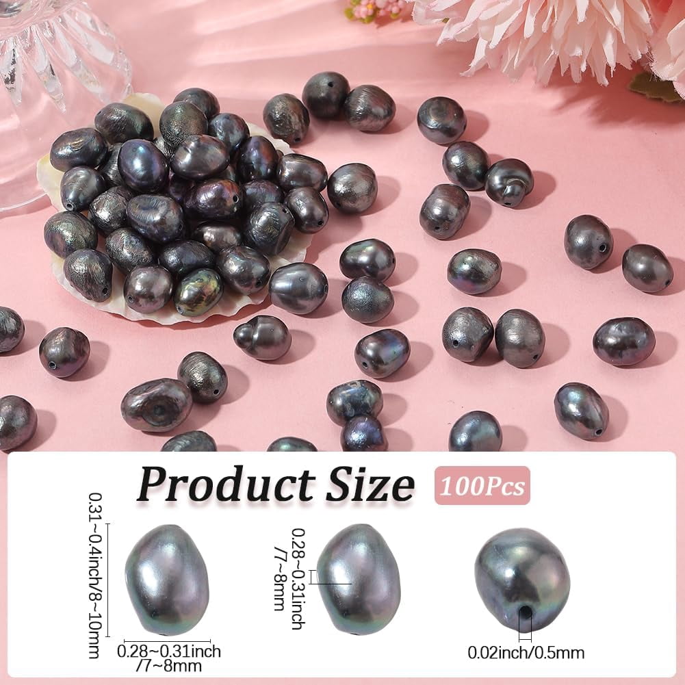 1 Box 100PCS Dark Blue Baroque Natural Pearl Beads with Holes Cultured Freshwater Irregular Spacer Summer Loose Pearls Bead Bulk