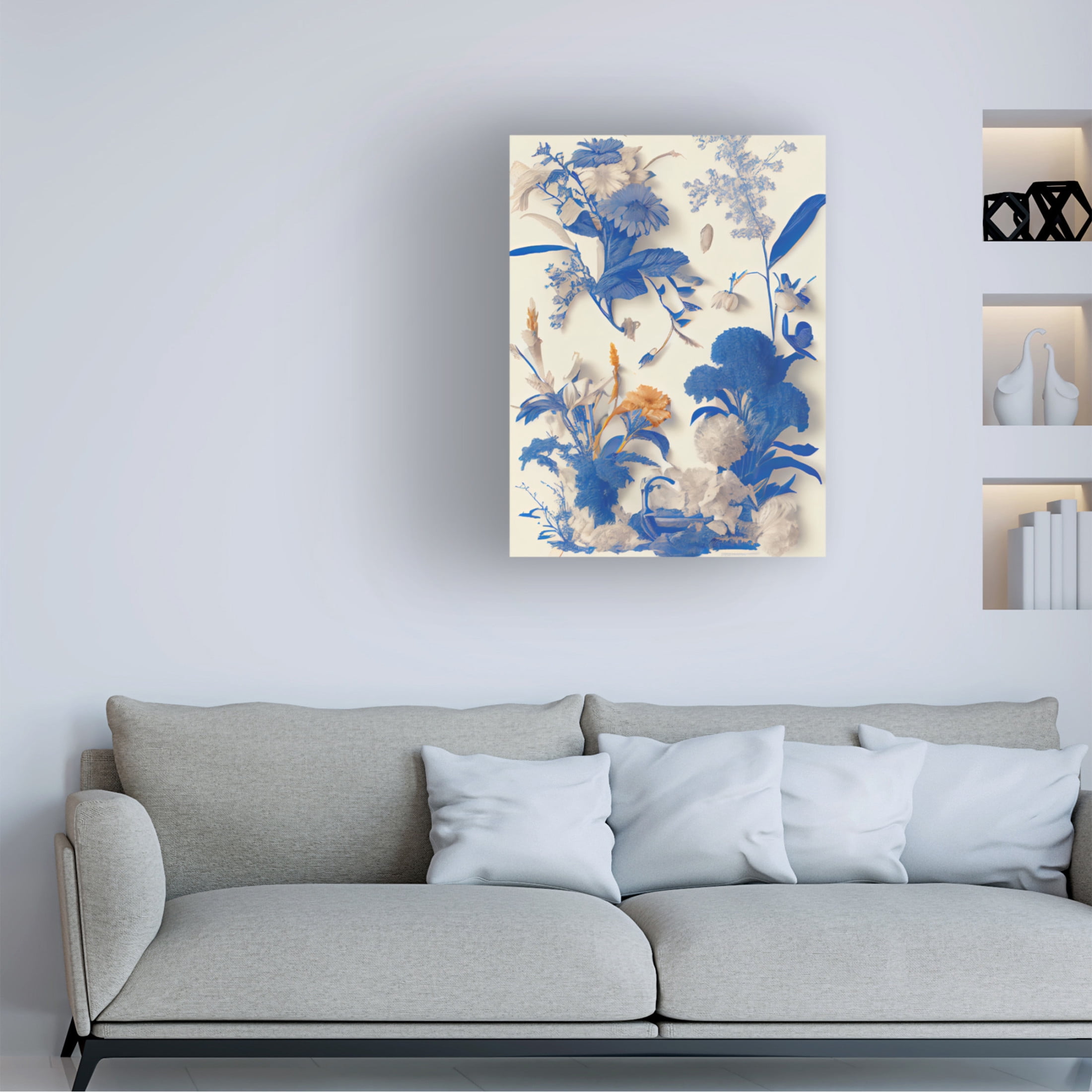 Canvas Wall Art - Sasha 'Living Toile I' Wall Art for Living Room, Bedroom, or Office Décor by Trademark Fine Art - 35 x 47 Inches