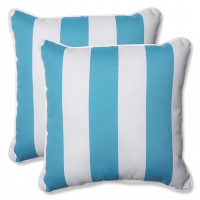 Cabana Stripe Turquoise Jeter Oreiller 18.5 Po. - Lot de 2