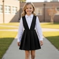 thumbnail image 6 of Girls School Uniform Jumper Dress Pleated Pinafore with White Polo Shirt Set, 6 of 6