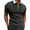 thumbnail image 5 of ZenCart Men's Zip Collar T-Shirt Solid Color Short Sleeve Lapel Tee Shirt Casual Slim Fit Summer Top for Street Vacation Work Sports, 5 of 8