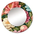 thumbnail image 2 of Designart "Pink Peony Garden Perfection Blossom Abundance" Floral Rund Mirror For Wall Decor - Large Pink Round Printed Mirror - Cottage Round Mirror 36" x 36" Inch, 2 of 5
