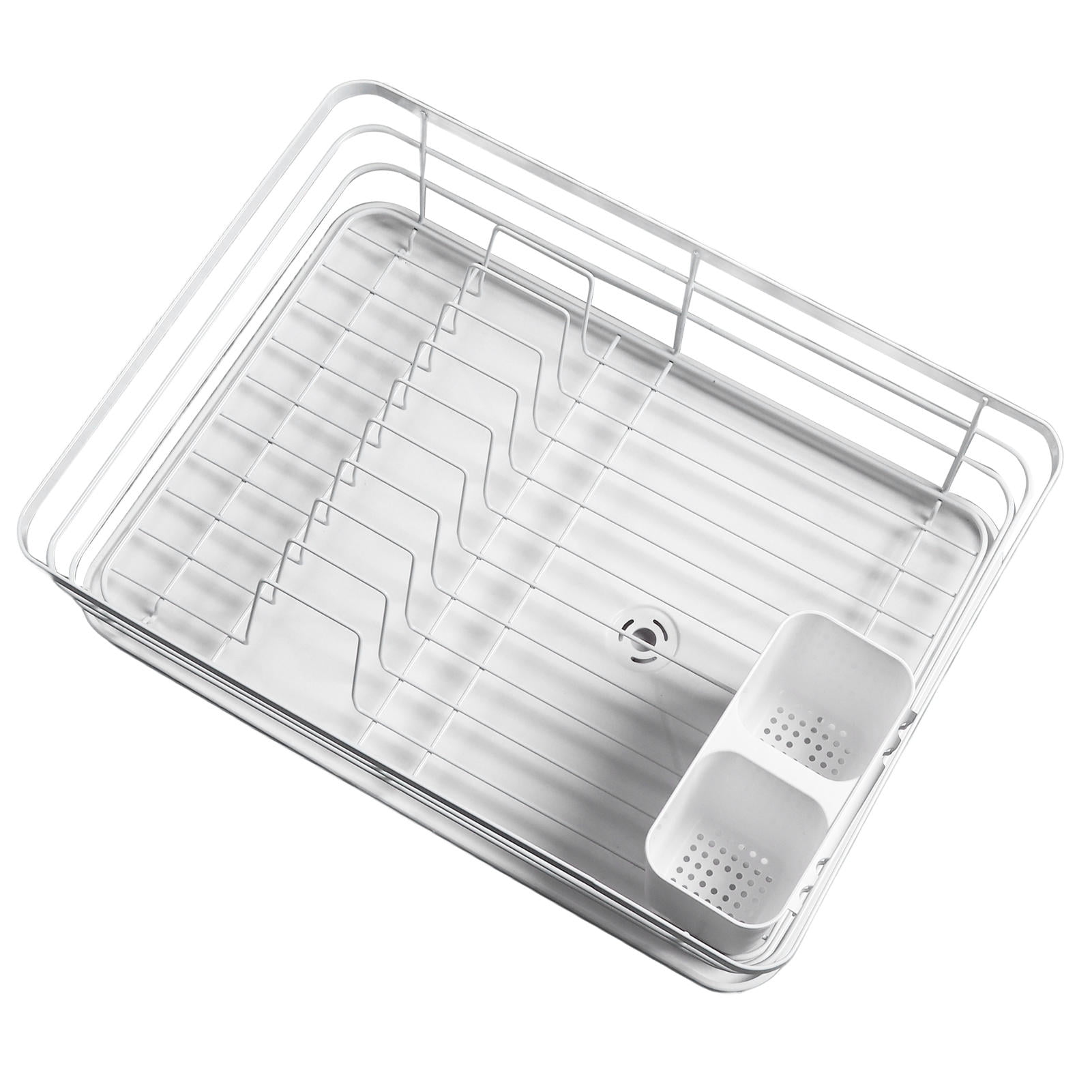 M Buder Space‑Saving Metal Dish Drying Rack with Drainboard – 16.9” Long, Durable, Non‑Slip, Multi‑Size Capacity for Kitchen Counter