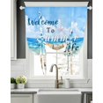 thumbnail image 5 of Coastal Beach Tie Up Curtains for Window, Thermal Insulated Balloon Shade Adjustable Rod Pocket Curtains Valance Panels for Kitchen Bathroom Cafe 34 x 45 Summer Ocean Wave Starfish Shell Plank, 5 of 6