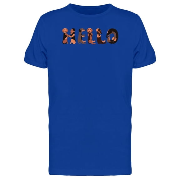 Hello Dachshund Dogs Lettering Tee Men's -Image by Shutterstock