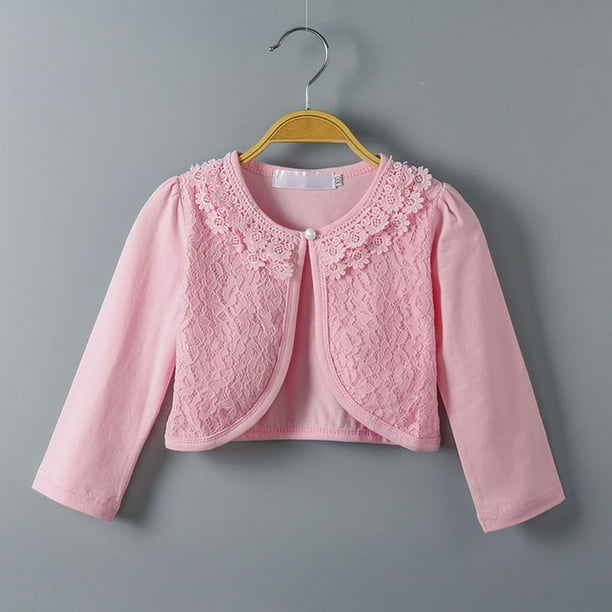 TopLLC Girls Lace Cardigan for Girls dressy Fashion Cute Solid Color Bolero Shrugs Long Sleeve Princess Cardigan Dress Cover Up Tops for Little Kid Walmart