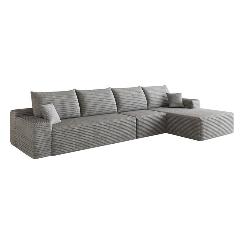 135" Cloud Sectional Sofa with Right Facing Chaise, Modern Modular Deep Seat Couch, Plush Corduroy Upholstered Sofa for Living Room, Bedroom, Apartment, No Assembly Required